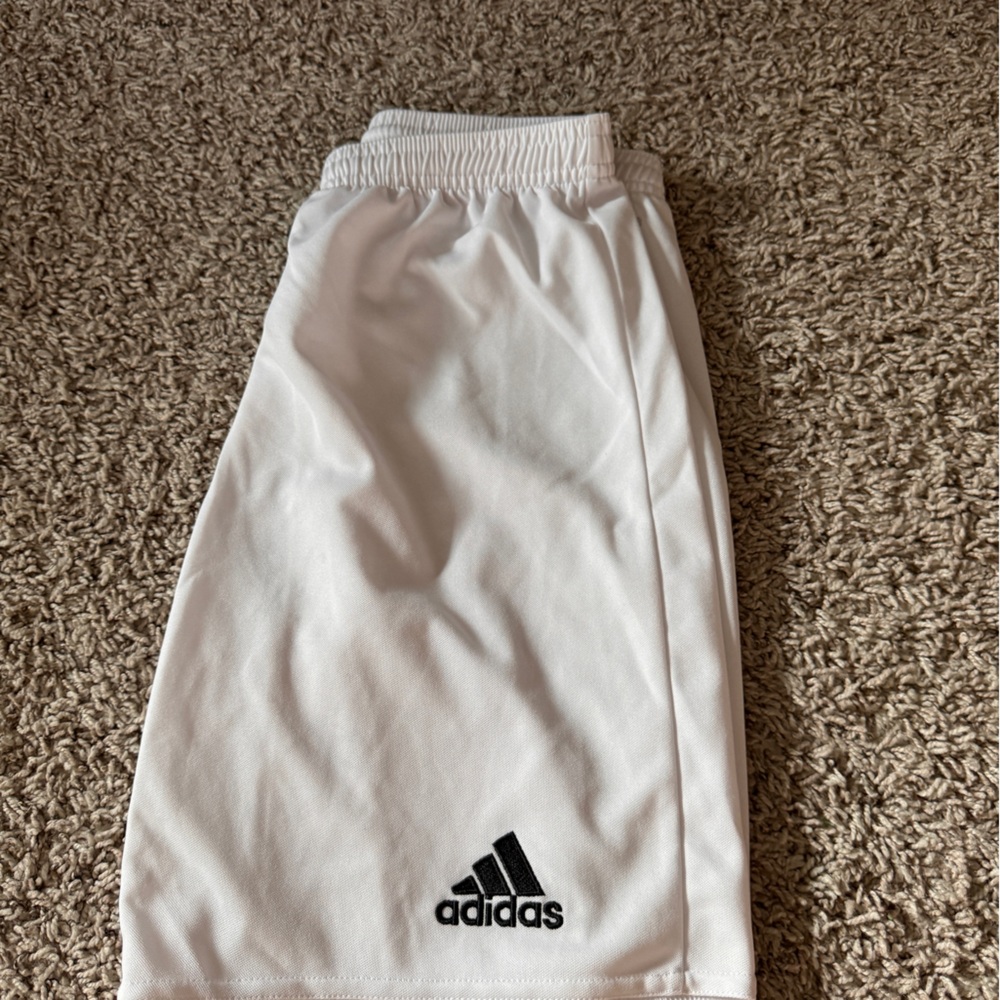 Boys Adidas shorts white/black large 13/14